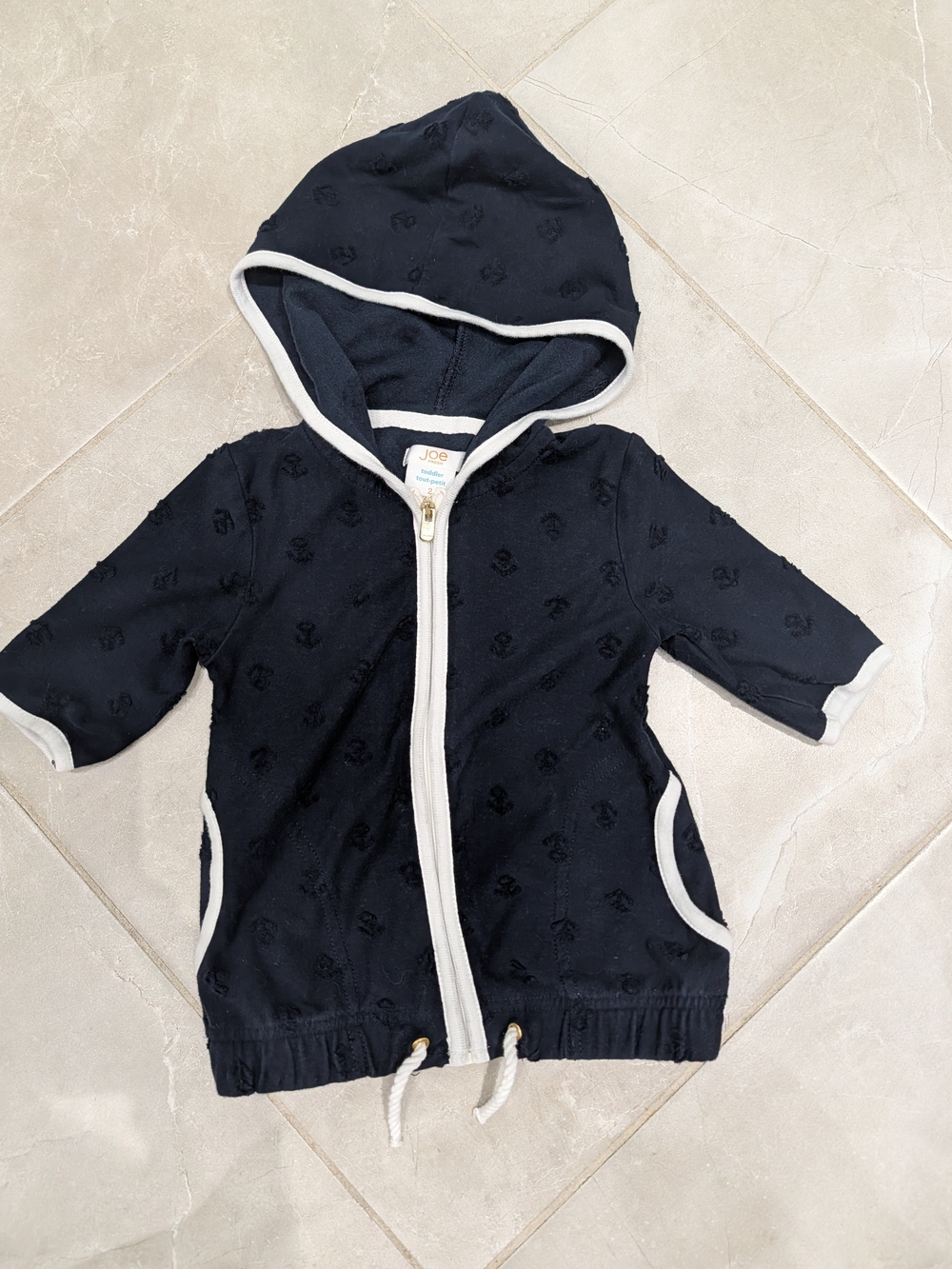 4/$20 Joe Fresh Navy Anchor Zip-Up Hoodie – Size 2